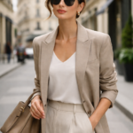 Mujer elegante en calle europea